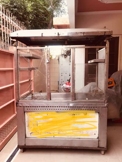 shwarma burger sale full size steel counter 5ft acha Steel laga hy