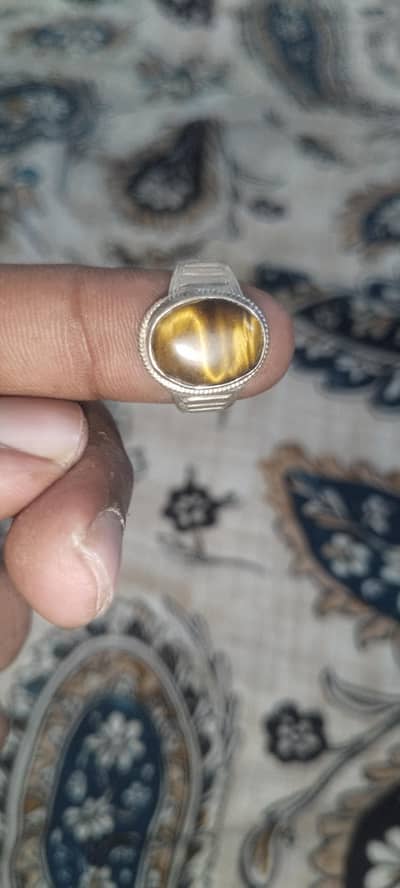 Tiger Allah Stone with silver ring