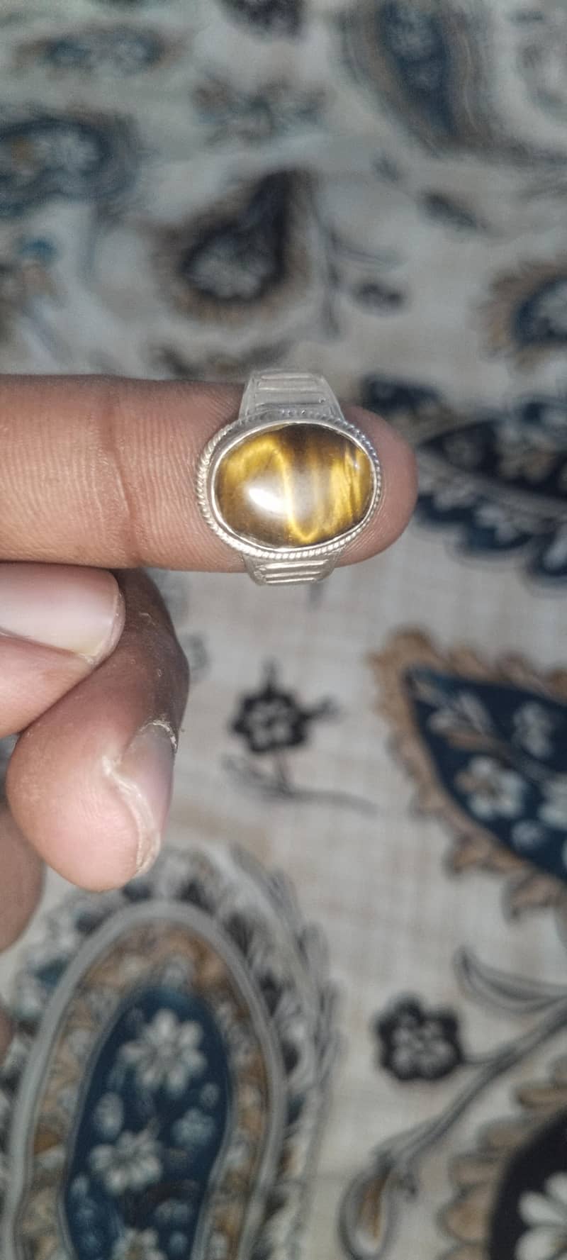 Tiger Allah Stone with silver ring 0