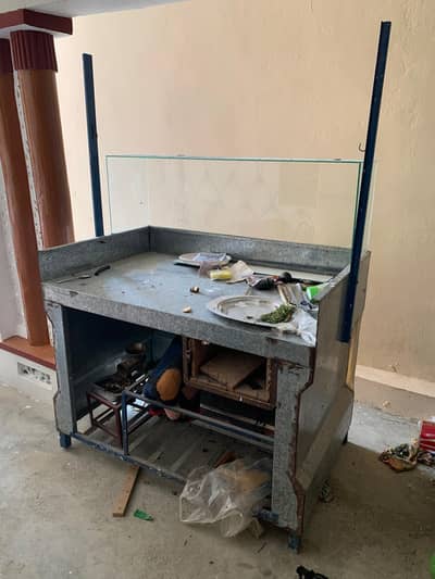 Burger stall and hot plate