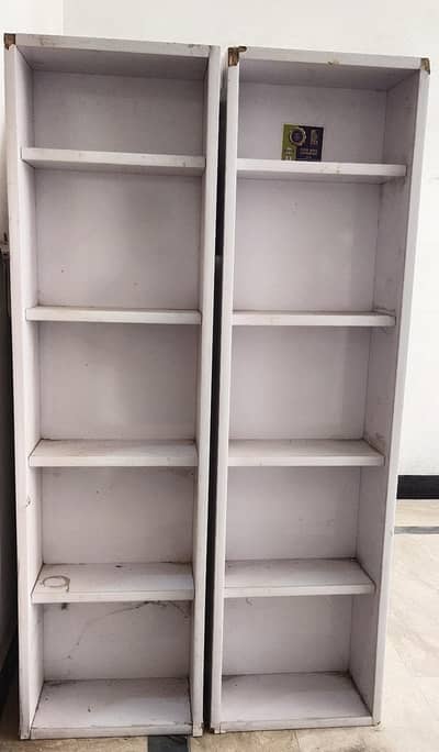 2 wooden rack with 5 shelves each