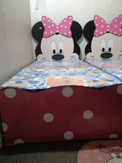 Brand New Kids Single Bed with Foam Mattress – Cartoon Design