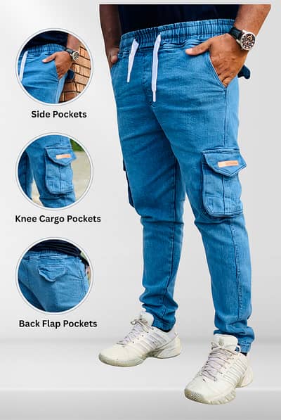 Mens Denim Cargo Trousrrs (Retails and Wholesale)