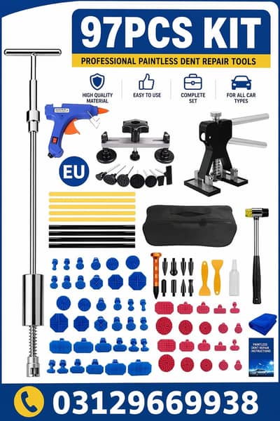 97 pcs Professional Car Dent Repair Tool Kit, with Pointless Hail Pit