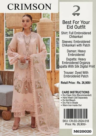 CRIMSON LUXURY LAWN PREMIUM QUALITY DRESS