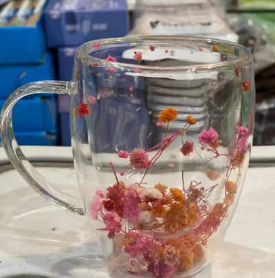 flower glass mug