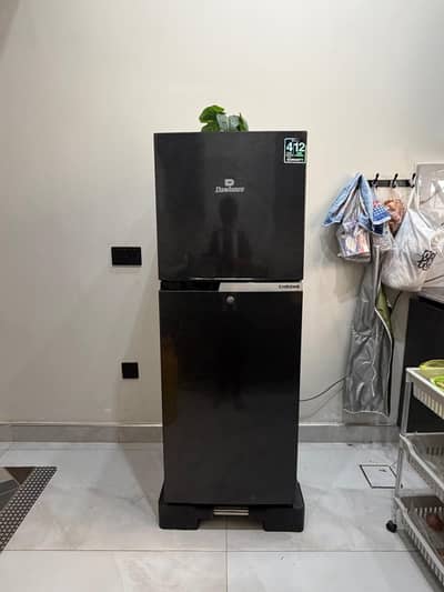 Chrome Hair Line Black Double Door Refrigerator