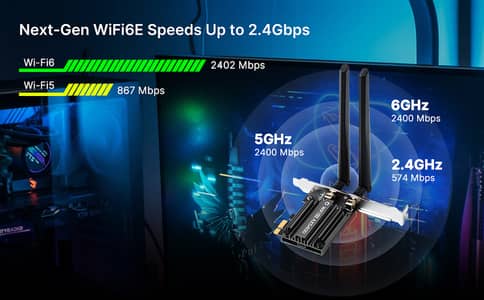 WiFi 6E PCIe Network Card,AX5400Mbps Tri-Band Wireless Adapter