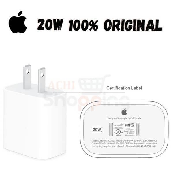 Original Apple 20W/ USB-C to USB-C Fast Charging Cable & Power Adapter | PD Charger | Type C Data Sync Cable for iPhone 15, MacBook, iPad Pro, Samsung & All Type-C Devices (1m/2m)