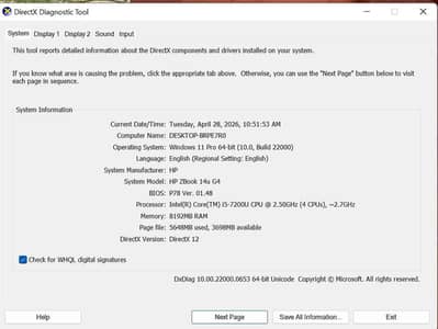 HP i5 7th Gen 8GB/128GB SSD 2GB GPU Laptop - 2-3 Keys Not Working*