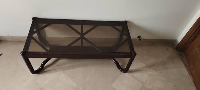 Wooden Coffee Table with Glass Top