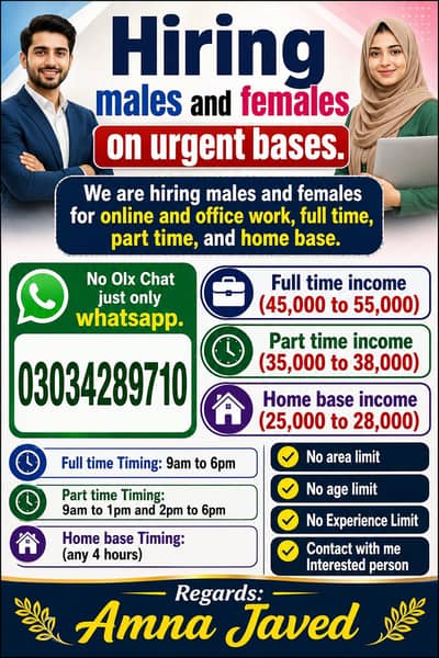 Hiring Males & Female