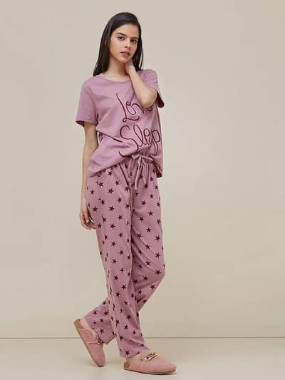 Pink Printed woman's Jersey Night Suit, WhatsApp 03145156658