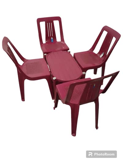 Plastic 4 chairs and 1 tabh set