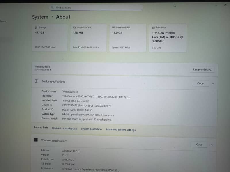 Microsoft surface 4 11th gen 6