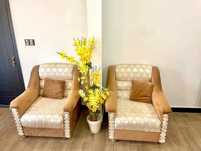 SOFA SET AND DINING TABLE WITH CHAIRS