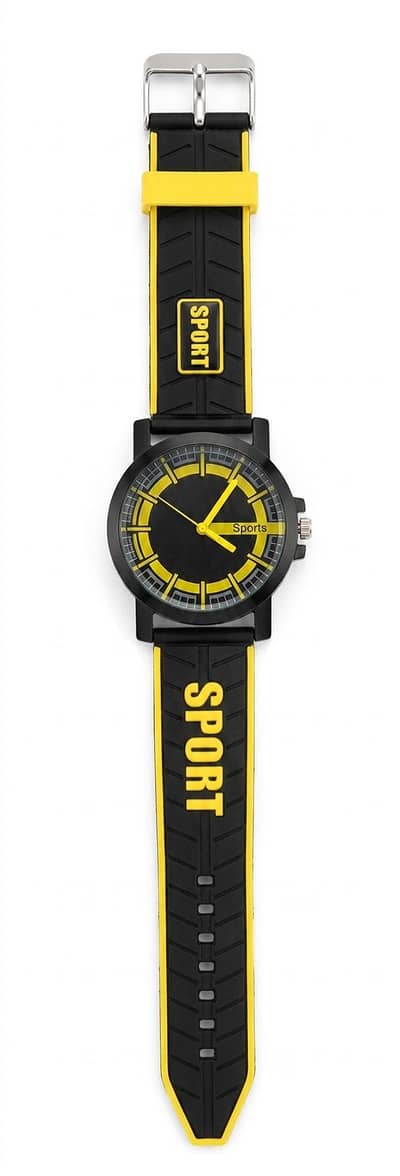 Luxury Sporty Yellow & Black Analog Watch For Men And Boys