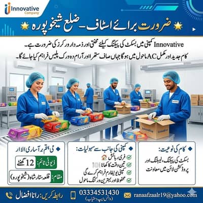 Urgent hirring male or female staff required