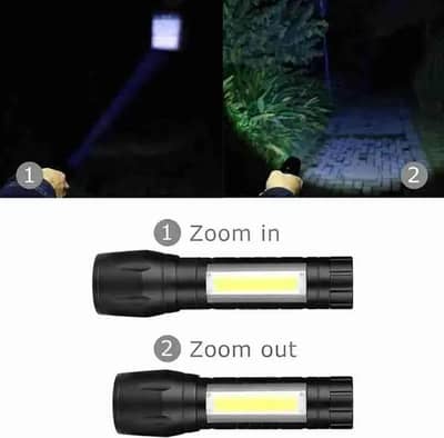 Type-C Rechargeable LED Torch Light Zoom - 1299 COD Free Delivery