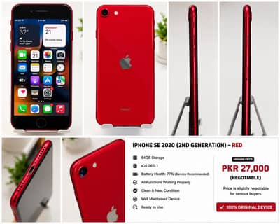 iPhone SE 2020 Red 64GB iOS 26 Clean Condition