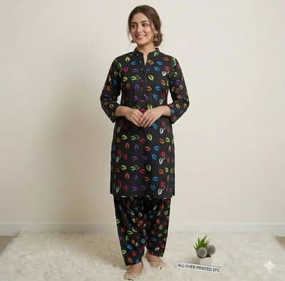 2 peice printed kurta pjama set
