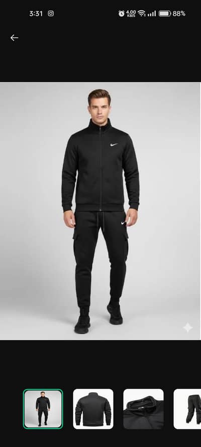 Men Black Fleece Zipper Track Suit 2Pcs Winter Warm Rs:2499