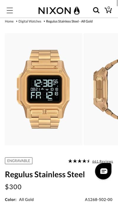 Nixon Regulus ss gold A1268-502 stainless steel watch