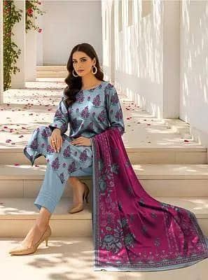 3 piece woman unstitched lawn dress