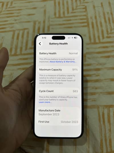 Iphone 15 pro max HK physical dual PTA approved 91 battery health