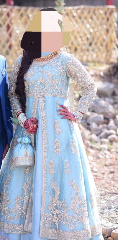 Bridal Maxi  farozi colour