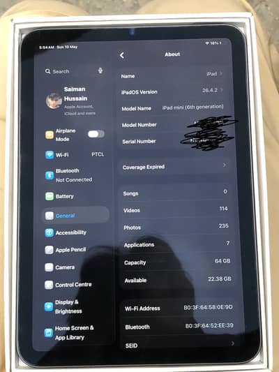 Ipad mini 6 with complete Box(64 GB)
