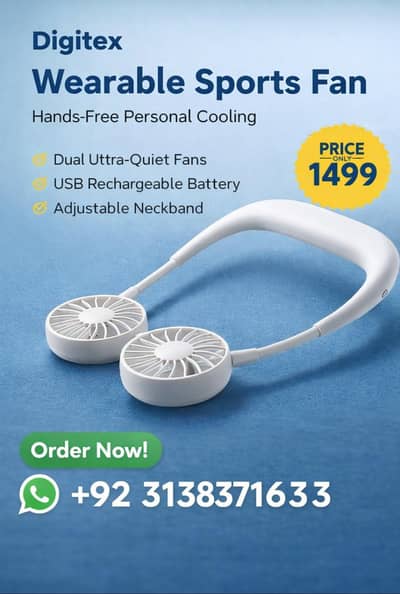 portable neck fan withs two fans & two pads