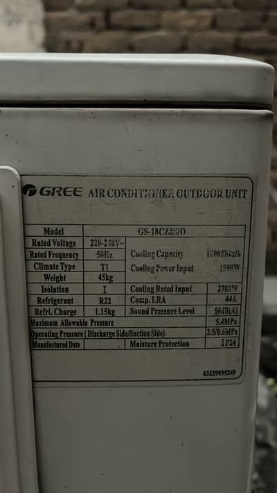GREE AC  1.5Ton Model GS-18CZ8S/O