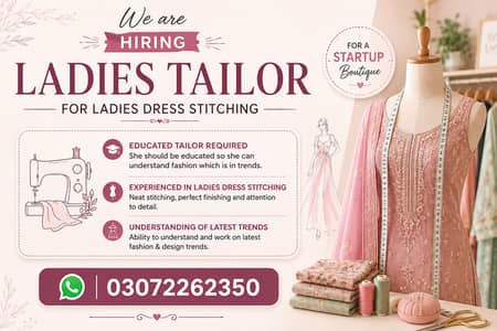 Ladies tailor ( for ladies dress stitching ) For aStartup Of Boutique