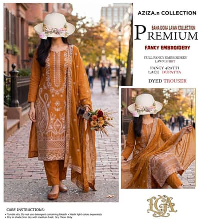 AZIZA COLLECTION – Premium 2 Head Lawn Suit