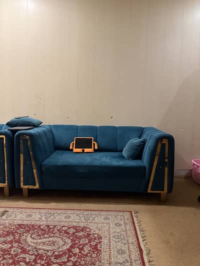 Turquoise brass design sofa set