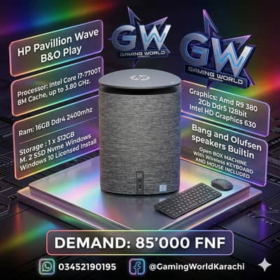 HP Pavillion Wave B&O Play Sound i7-7700t 7th Gen R9-380 2gb Graphics