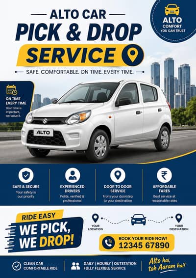 brand new comfortable Car pick and drop Available