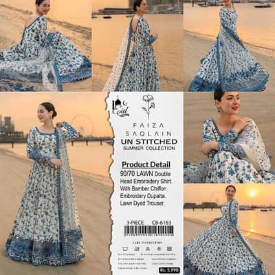 Premium Embroidered Unstitched Lawn Suit.