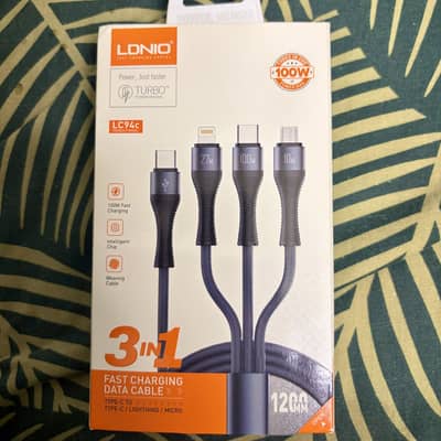 Ldnio Type C 3 in 1 Cable 100W Fast Charging
