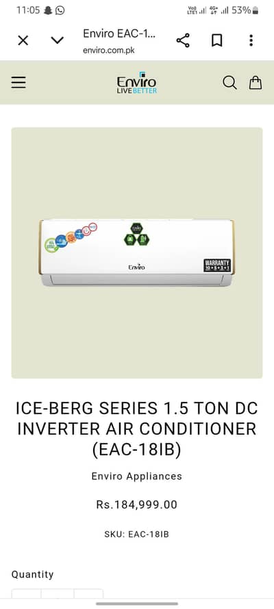 Enviro DC Inverter Urgent For Sale Dibba pack . Market say kam rate pa