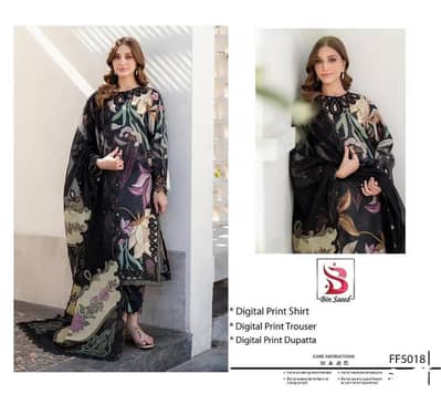 Black Digital Print Lawn 3PCs Set