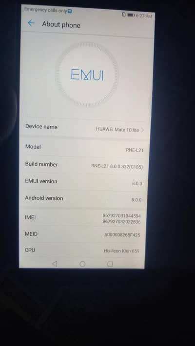 Huwaie mate 10 lite
