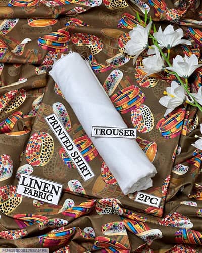 2pc linen digital print suit
