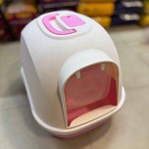 Closed Litter Pink and White Box for cats and dogs