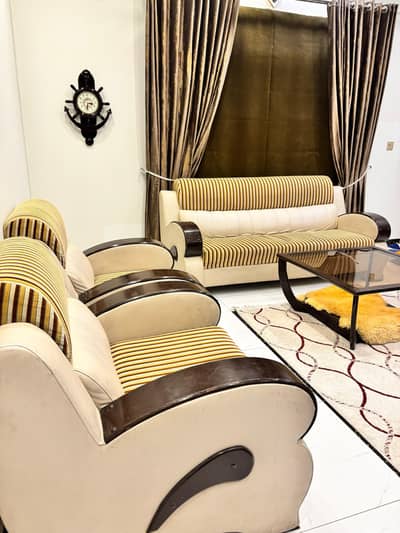 5 seater wooden sofa