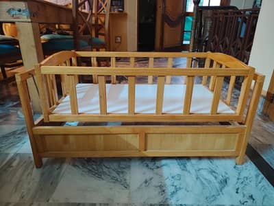 Baby Wooden Cradle Rocking Swing Bed Cart