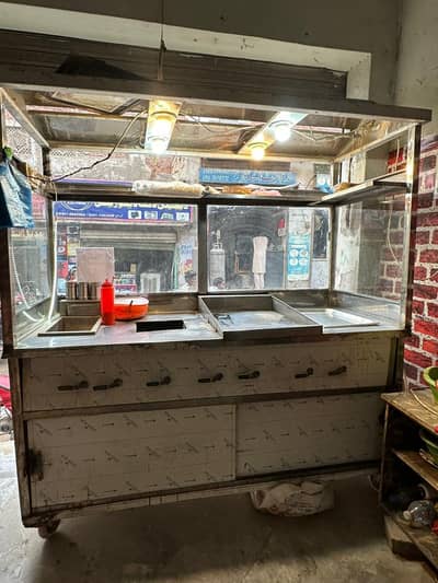 steel counter for shawarma, burger with fryer