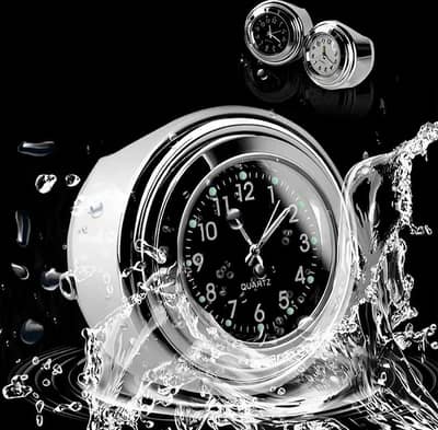 Waterproof chrome Motorcycle handlebar clock black Aluminum