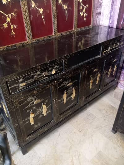 chinese console antique mother of pearl table sideboard imported woode